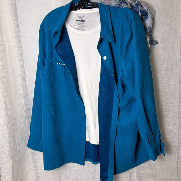 Penningtons button front lightweight  jacket,1X, textured,suede feel,EC, PTP 25 - Picture 3 of 12